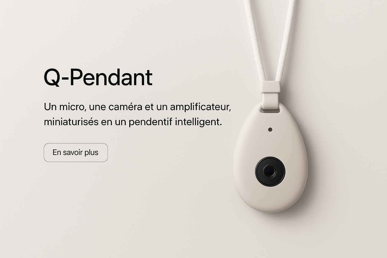 Q-Pendant suspendu sur fond neutre, style bijou